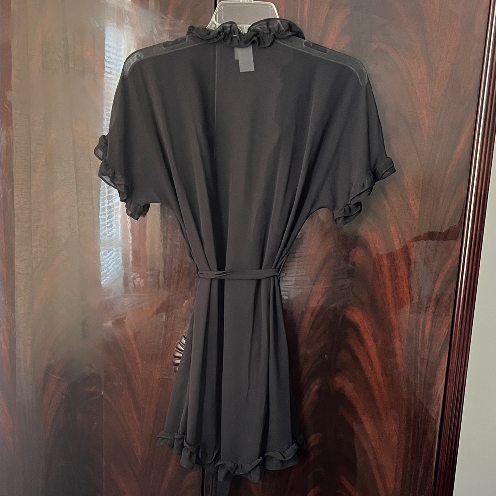 🆕 Black Ruffled Sheer Robe - Picture 6 of 10